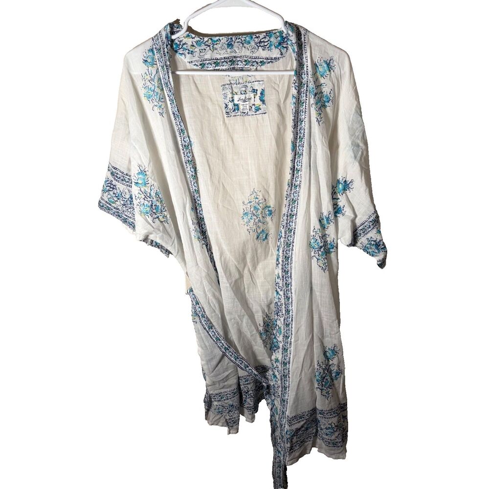 Lucky Brand Robe Women's S/M Lightweight Open 3/4 Sleeve Belted Tie Casual